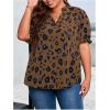 imageSOLY HUX Womens Plus Size Allover Printed Notched V Neck Short Sleeve Casual Blouse TopsCoffee Brown Print