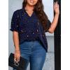 imageSOLY HUX Womens Plus Size Allover Printed Notched V Neck Short Sleeve Casual Blouse TopsDark Blue