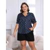 imageSOLY HUX Womens Plus Size Allover Printed Notched V Neck Short Sleeve Casual Blouse TopsDark Blue Polka Dots Print