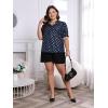 imageSOLY HUX Womens Plus Size Allover Printed Notched V Neck Short Sleeve Casual Blouse TopsDark Blue Polka Dots Print