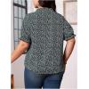 imageSOLY HUX Womens Plus Size Allover Printed Notched V Neck Short Sleeve Casual Blouse TopsDark Green Floral Printed