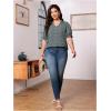 imageSOLY HUX Womens Plus Size Allover Printed Notched V Neck Short Sleeve Casual Blouse TopsDark Green Floral Printed