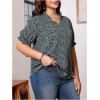 imageSOLY HUX Womens Plus Size Allover Printed Notched V Neck Short Sleeve Casual Blouse TopsDark Green Floral Printed