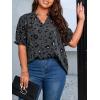 imageSOLY HUX Womens Plus Size Allover Printed Notched V Neck Short Sleeve Casual Blouse TopsDark Grey