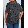 imageSOLY HUX Womens Plus Size Allover Printed Notched V Neck Short Sleeve Casual Blouse TopsDark Grey