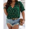 imageSOLY HUX Womens Plus Size Allover Printed Notched V Neck Short Sleeve Casual Blouse TopsGreen Floral