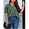 imageSOLY HUX Womens Plus Size Allover Printed Notched V Neck Short Sleeve Casual Blouse TopsGreen Print