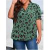 imageSOLY HUX Womens Plus Size Allover Printed Notched V Neck Short Sleeve Casual Blouse TopsGreen Print