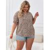 imageSOLY HUX Womens Plus Size Allover Printed Notched V Neck Short Sleeve Casual Blouse TopsKhaki Floral Print