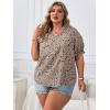 imageSOLY HUX Womens Plus Size Allover Printed Notched V Neck Short Sleeve Casual Blouse TopsKhaki Floral Print