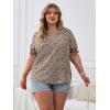 imageSOLY HUX Womens Plus Size Allover Printed Notched V Neck Short Sleeve Casual Blouse TopsKhaki Floral Print