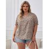 imageSOLY HUX Womens Plus Size Allover Printed Notched V Neck Short Sleeve Casual Blouse TopsKhaki Floral Print
