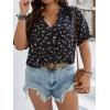 imageSOLY HUX Womens Plus Size Allover Printed Notched V Neck Short Sleeve Casual Blouse TopsMulticolored Floral