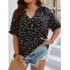 imageSOLY HUX Womens Plus Size Allover Printed Notched V Neck Short Sleeve Casual Blouse TopsMulticolored Floral