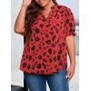 imageSOLY HUX Womens Plus Size Allover Printed Notched V Neck Short Sleeve Casual Blouse TopsRed