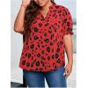 imageSOLY HUX Womens Plus Size Allover Printed Notched V Neck Short Sleeve Casual Blouse TopsRed Print