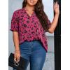 imageSOLY HUX Womens Plus Size Allover Printed Notched V Neck Short Sleeve Casual Blouse TopsRed Violet