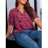 imageSOLY HUX Womens Plus Size Allover Printed Notched V Neck Short Sleeve Casual Blouse TopsRed Violet