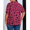 imageSOLY HUX Womens Plus Size Allover Printed Notched V Neck Short Sleeve Casual Blouse TopsRed Violet