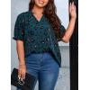 imageSOLY HUX Womens Plus Size Allover Printed Notched V Neck Short Sleeve Casual Blouse TopsTeal Blue