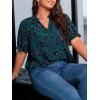 imageSOLY HUX Womens Plus Size Allover Printed Notched V Neck Short Sleeve Casual Blouse TopsTeal Blue
