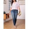 imageSOLY HUX Womens Plus Size Allover Printed Notched V Neck Short Sleeve Casual Blouse TopsWhite Floral Printed
