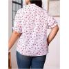 imageSOLY HUX Womens Plus Size Allover Printed Notched V Neck Short Sleeve Casual Blouse TopsWhite Floral Printed