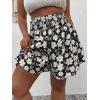 imageSOLY HUX Womens Plus Size Ditsy Floral Print Shirred Elastic High Waisted Wide Leg ShortsBlack