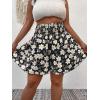 imageSOLY HUX Womens Plus Size Ditsy Floral Print Shirred Elastic High Waisted Wide Leg ShortsBlack