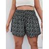 imageSOLY HUX Womens Plus Size Ditsy Floral Print Shirred Elastic High Waisted Wide Leg ShortsBlack and White Floral