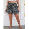 imageSOLY HUX Womens Plus Size Ditsy Floral Print Shirred Elastic High Waisted Wide Leg ShortsBlack and White Floral