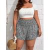 imageSOLY HUX Womens Plus Size Ditsy Floral Print Shirred Elastic High Waisted Wide Leg ShortsBlack and White Print