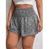 imageSOLY HUX Womens Plus Size Ditsy Floral Print Shirred Elastic High Waisted Wide Leg ShortsBlack and White Print