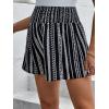 imageSOLY HUX Womens Plus Size Ditsy Floral Print Shirred Elastic High Waisted Wide Leg ShortsBlack and White Stripe