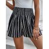 imageSOLY HUX Womens Plus Size Ditsy Floral Print Shirred Elastic High Waisted Wide Leg ShortsBlack and White Stripe