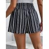 imageSOLY HUX Womens Plus Size Ditsy Floral Print Shirred Elastic High Waisted Wide Leg ShortsBlack and White Stripe