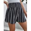 imageSOLY HUX Womens Plus Size Ditsy Floral Print Shirred Elastic High Waisted Wide Leg ShortsBlack and White Stripe