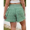 imageSOLY HUX Womens Plus Size Ditsy Floral Print Shirred Elastic High Waisted Wide Leg ShortsGreen