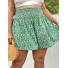 imageSOLY HUX Womens Plus Size Ditsy Floral Print Shirred Elastic High Waisted Wide Leg ShortsGreen