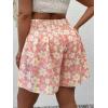 imageSOLY HUX Womens Plus Size Ditsy Floral Print Shirred Elastic High Waisted Wide Leg ShortsPink Floral