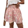 imageSOLY HUX Womens Plus Size Ditsy Floral Print Shirred Elastic High Waisted Wide Leg ShortsPink Floral