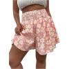 imageSOLY HUX Womens Plus Size Ditsy Floral Print Shirred Elastic High Waisted Wide Leg ShortsPink Floral