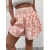 imageSOLY HUX Womens Plus Size Ditsy Floral Print Shirred Elastic High Waisted Wide Leg ShortsPink Floral