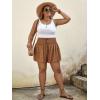 imageSOLY HUX Womens Plus Size Ditsy Floral Print Shirred Elastic High Waisted Wide Leg ShortsPlain Brown