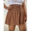 imageSOLY HUX Womens Plus Size Ditsy Floral Print Shirred Elastic High Waisted Wide Leg ShortsPlain Brown