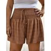 imageSOLY HUX Womens Plus Size Ditsy Floral Print Shirred Elastic High Waisted Wide Leg ShortsPlain Brown