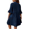 imageSOLY HUX Womens Plus Size Flounce Sleeve Ruffle Hem Dress Notched Neck Button Babydoll Smock DressesPlain Navy Blue