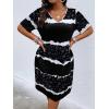 imageSOLY HUX Womens Plus Size Leopard Print V Neck Short Sleeve T Shirt Dress Summer Short DressesBlack and White Print