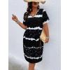 imageSOLY HUX Womens Plus Size Leopard Print V Neck Short Sleeve T Shirt Dress Summer Short DressesBlack and White Print