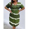 imageSOLY HUX Womens Plus Size Leopard Print V Neck Short Sleeve T Shirt Dress Summer Short DressesDark Green Printed